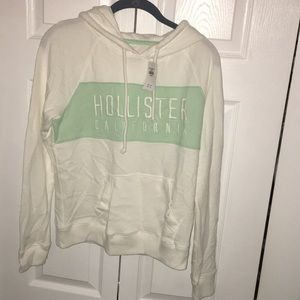 NWT Hollister Color Block White and Teal Hoodie